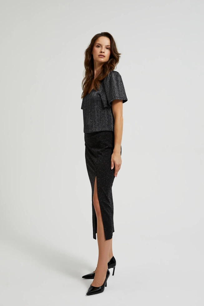 Spódnica midi z rozcięciem czarna