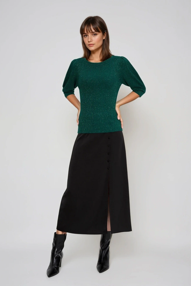 Sweter z bufiastymi rękawami zielony