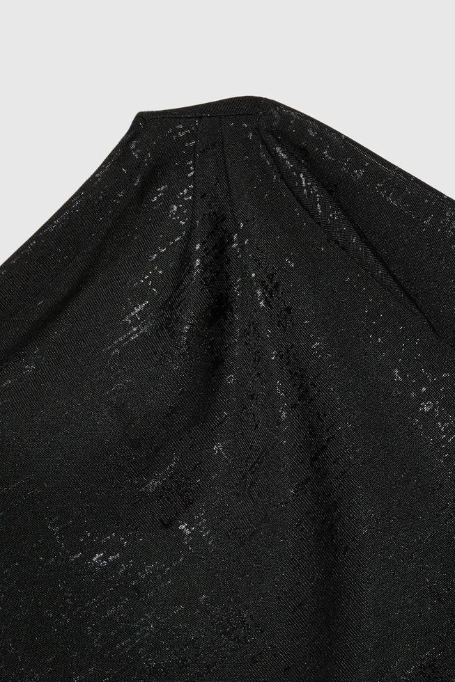 Bluzka z marszczonym dekoltem i długimi rękawami czarna