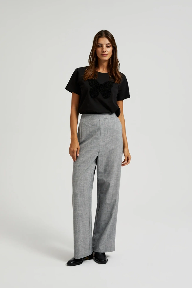 Bawełniany t-shirt z aplikacją czarny