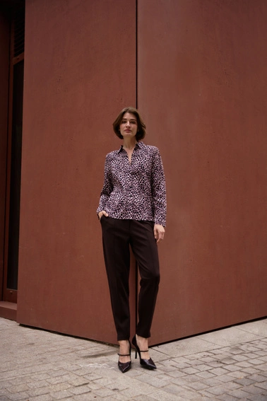 Wiskozowa koszula w panterkę różowa