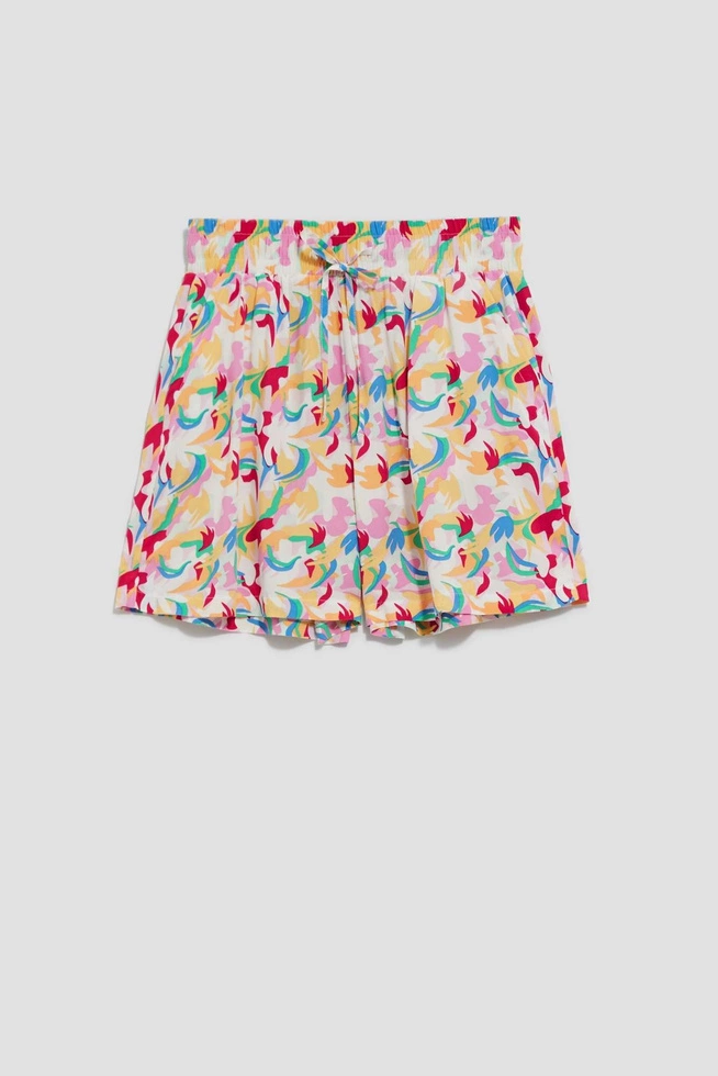 Szorty z nadrukiem liliowe