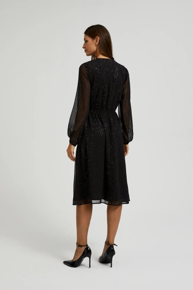 Sukienka z przezroczystymi rękawami czarna