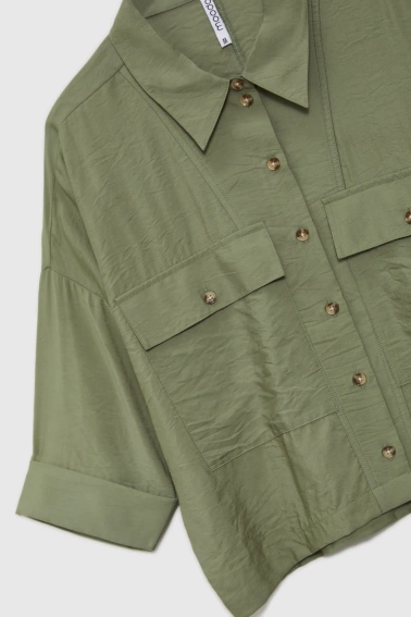Krótka koszula z wiskozy oliwkowa