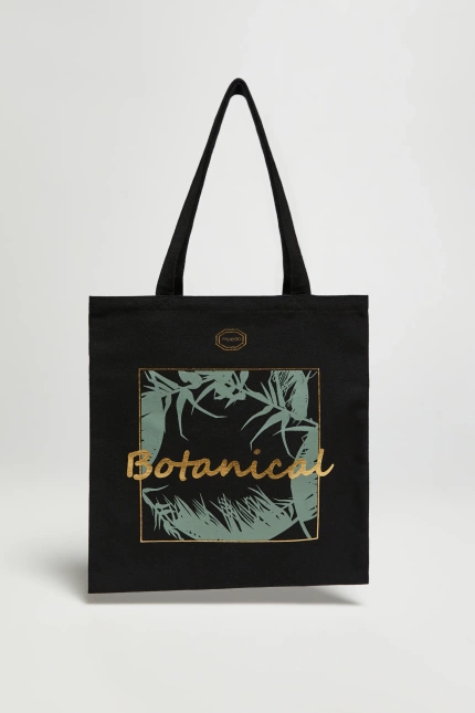Torba shopper z napisem czarna