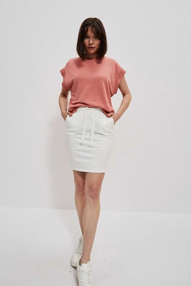 Gładka spódnica przed kolano perłowa