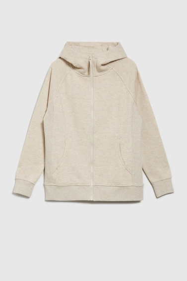 Rozpinana bluza z kapturem beżowa 