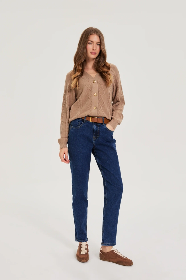 Jeansy z paskiem granatowe