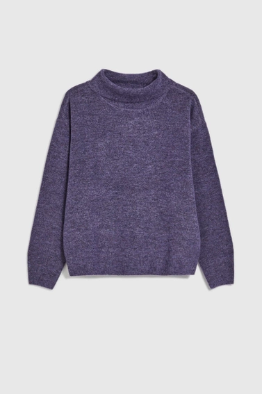 Sweter z golfem i długimi rękawami fioletowy 