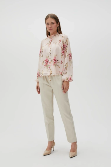 Spodnie z prostymi nogawkami w kant beżowe