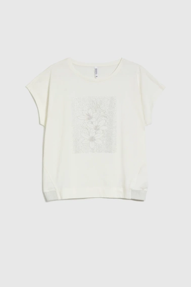 Bawełniana bluzka z nadrukiem biała