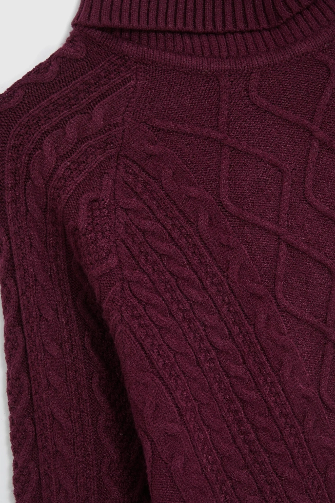 Sweter z golfem burgundowy