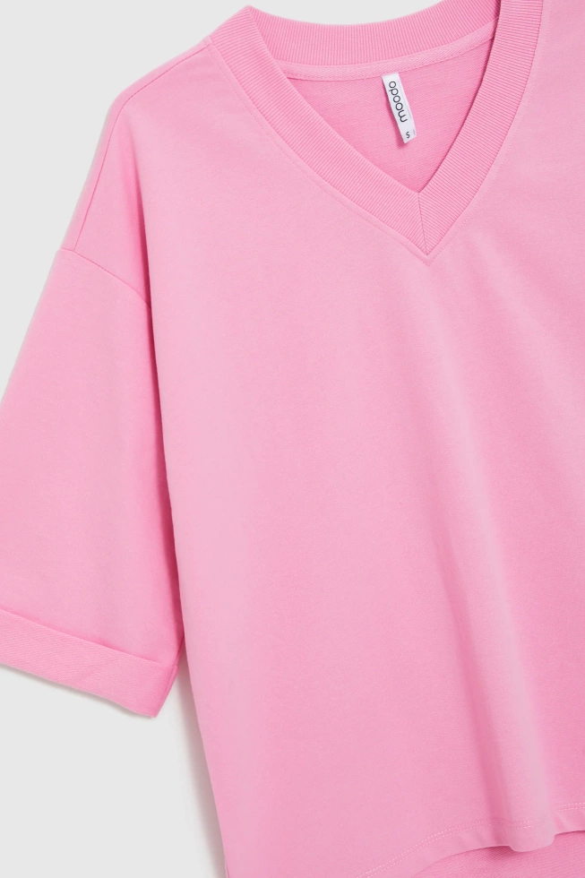Bluza z dekoltem w serek różowa