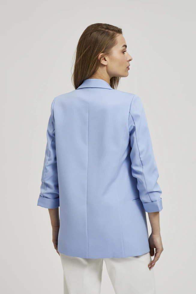 Marynarka z marszczonymi rękawami 3/4 błękitna