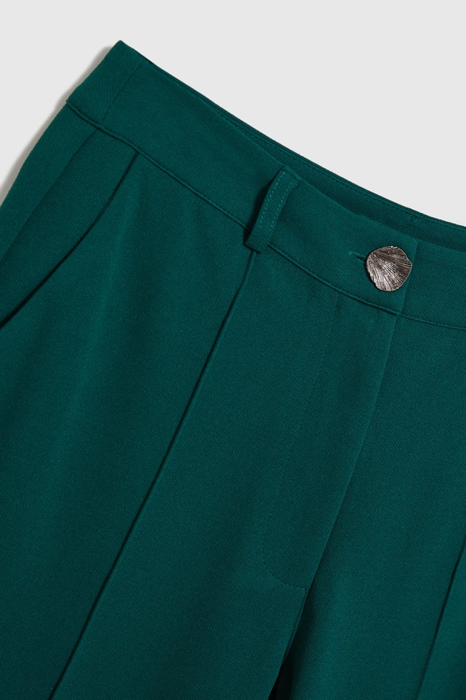Spodnie z prostymi nogawkami w kant zielone