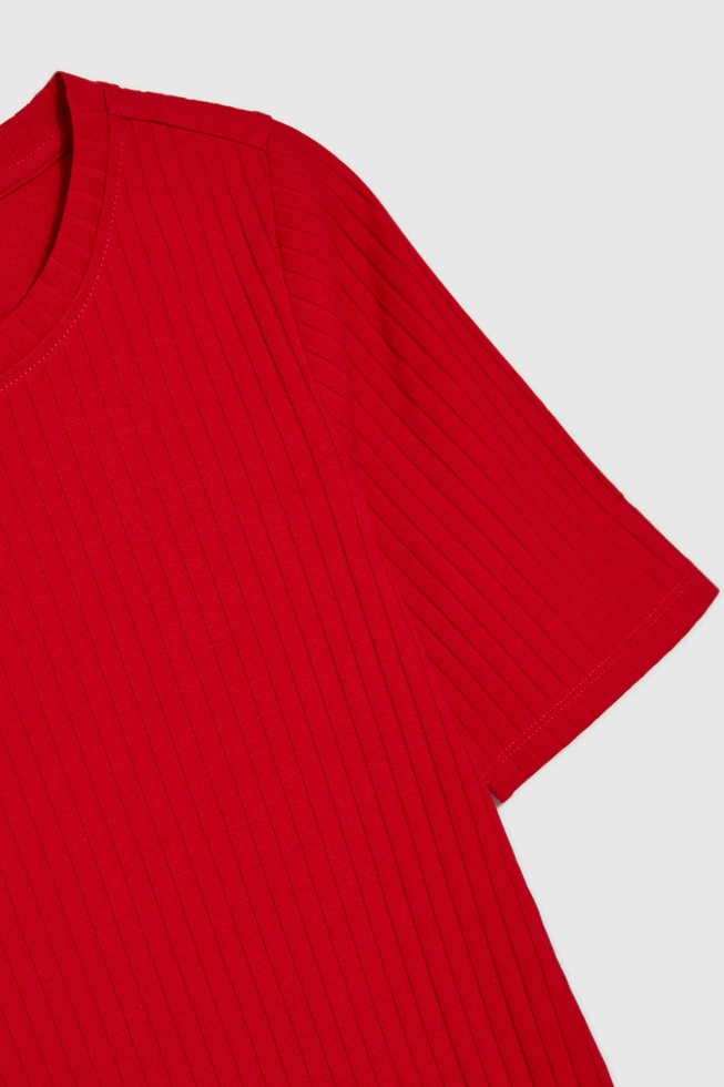 Dopasowana bluzka z prążkowanego materiału czerwona