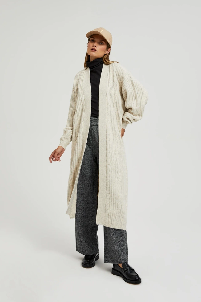 Długi kardigan beżowy