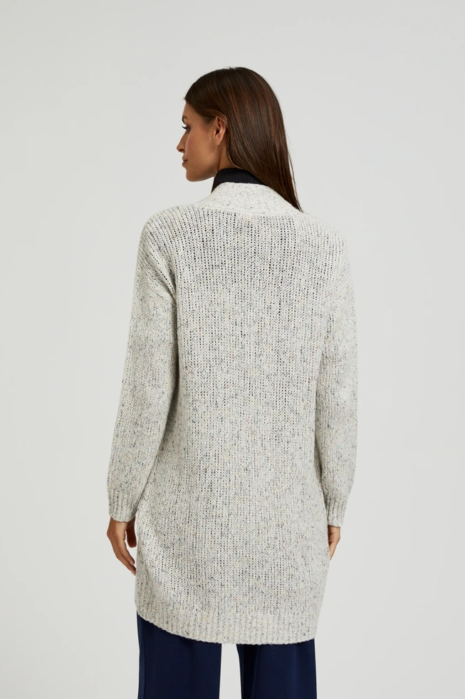 Kardigan o długość do połowy uda beżowy