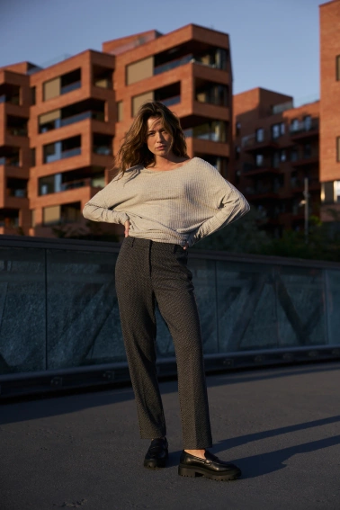 Spodnie w jodełkę grafitowe 