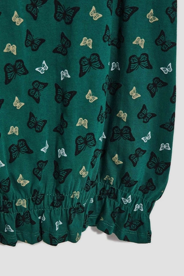 Bawełniana bluzka ze ściągaczem malahitowa