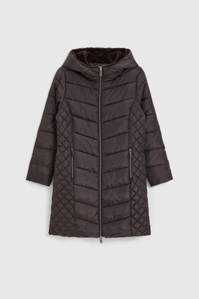 Kurtka z ocieplanym kapturem brązowa