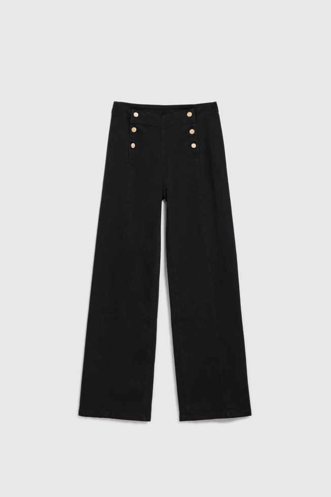 Jeansy z ozdobnymi guzikami czarne