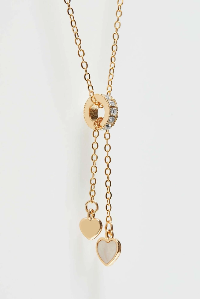 Naszyjnik z zawieszką z cyrkoniami i serduszkiem
