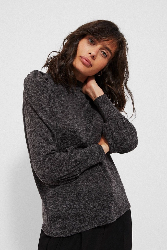 Melanżowa bluza z bufkami grafitowa