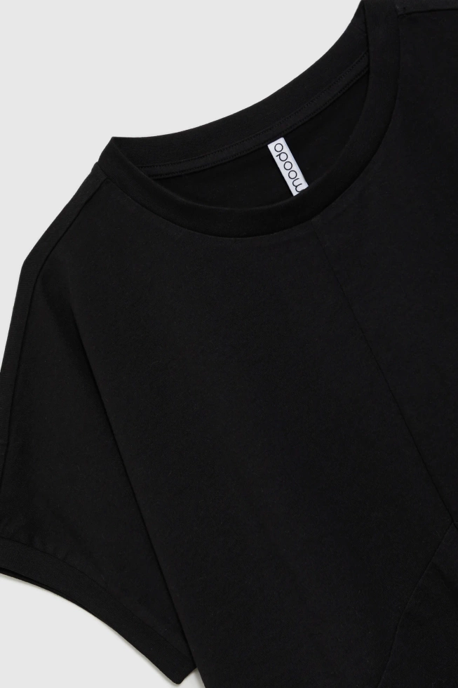 Bawełniana bluzka z krótkimi rękawami czarna