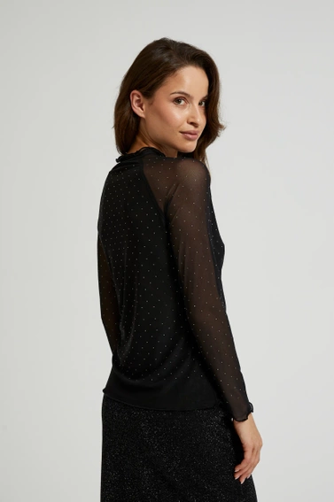 Bluzka z przezroczystymi rękawami czarna