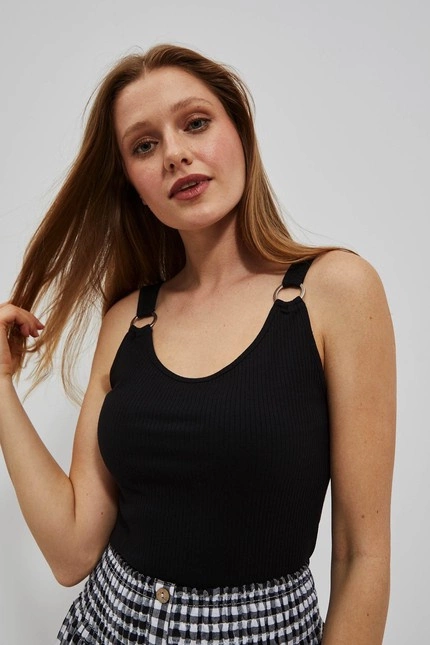 Dopasowany prążkowany top czarny