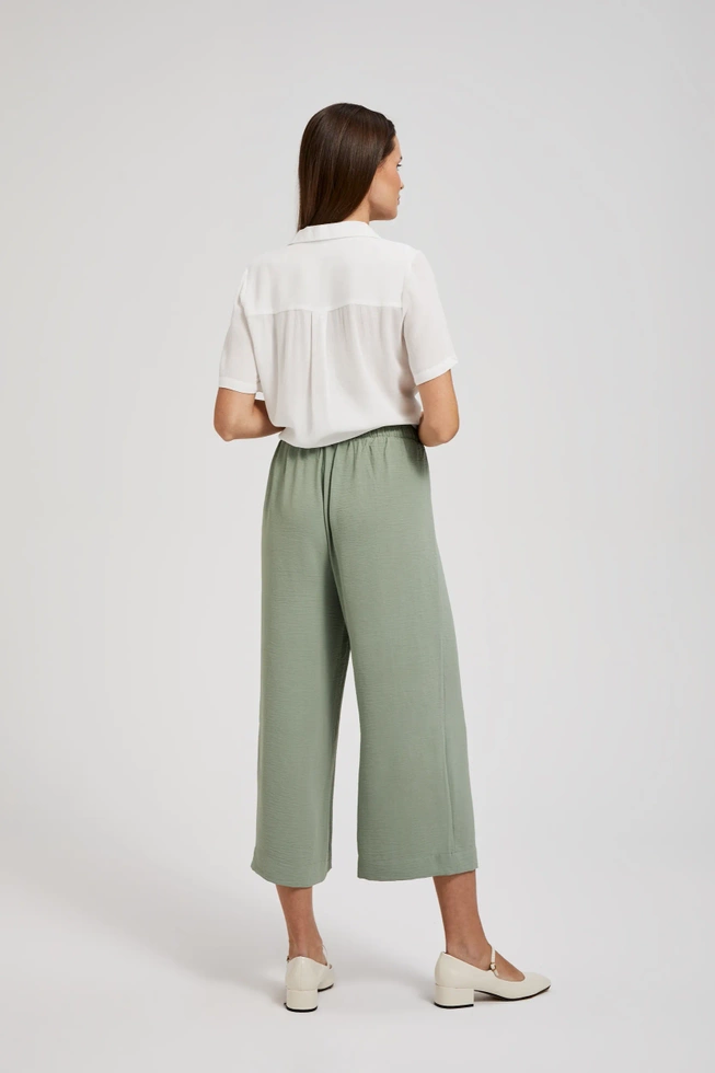 Spodnie kuloty z wiązaniem oliwkowe