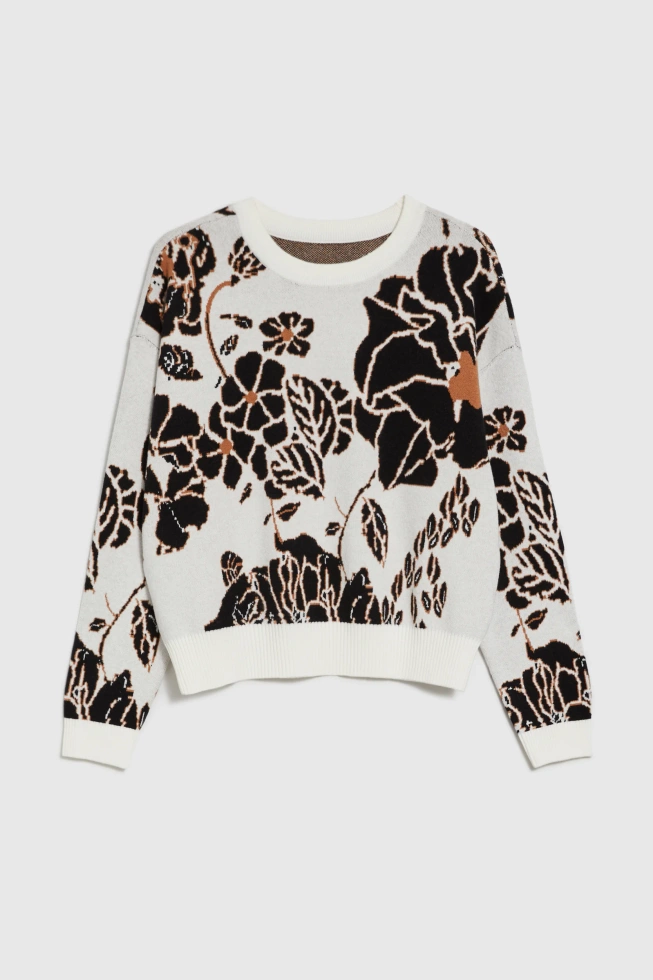 Sweter z kwiaty ecru