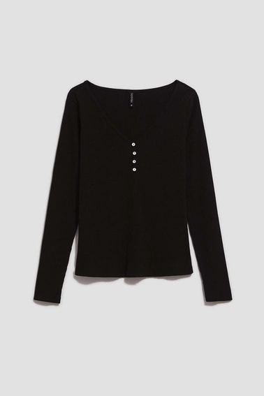 Prążkowana bluzka z guzikami