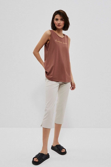 Koszulka z metalicznym nadrukiem czekoladowa