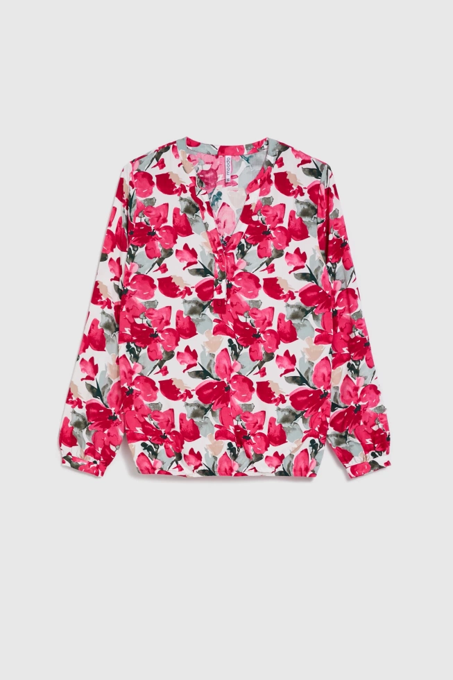 Wzorzysta koszula fuksjowa