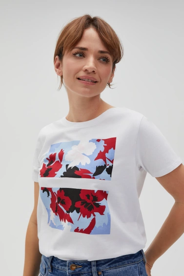 Bawełniany t-shirt z nadrukiem biały
