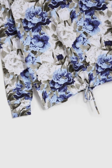 Bluza w kwiaty bez kaptura niebieska