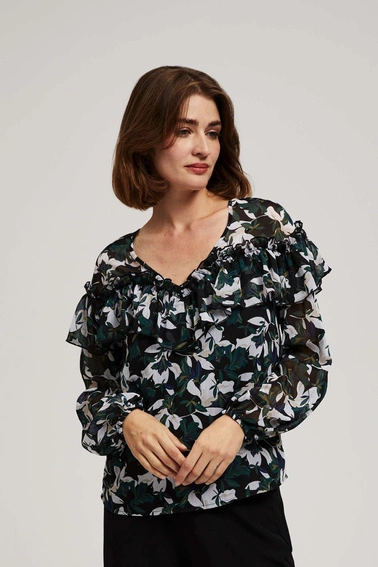 Koszula z falbanami i kwiecistym wzorem