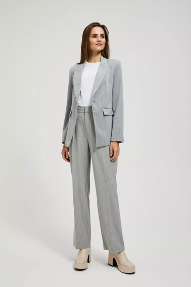 Garniturowe spodnie z prostymi nogawkami i kieszeniami szare