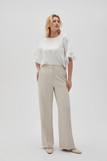 Eleganckie spodnie w kant beżowe