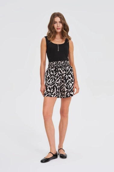 Wzorzyste szorty z wiskozy beżowe