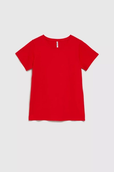 Gładki t-shirt z krótkimi rękawami czerwony