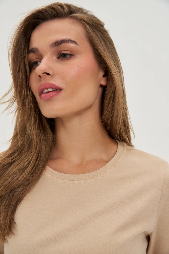 Gładki t-shirt beżowy