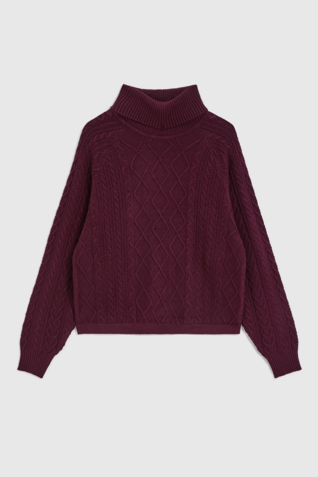 Sweter z golfem burgundowy