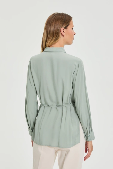 Koszula z wiązaniem oliwkowa