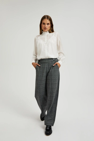 Spodnie z prostymi nogawkami w kant szare