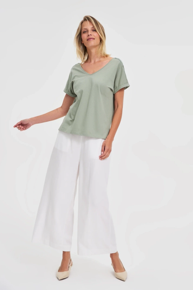 Bluzka z bawełny oliwkowa