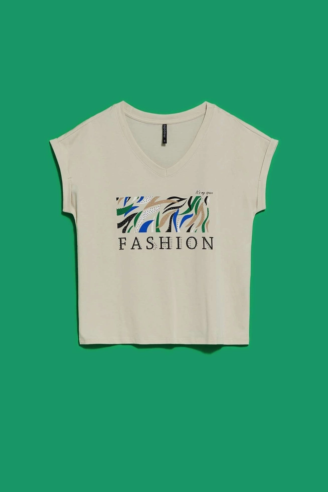 Bawełniany t-shirt z napisem piaskowy