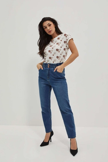 T-shirt z nadrukiem liści